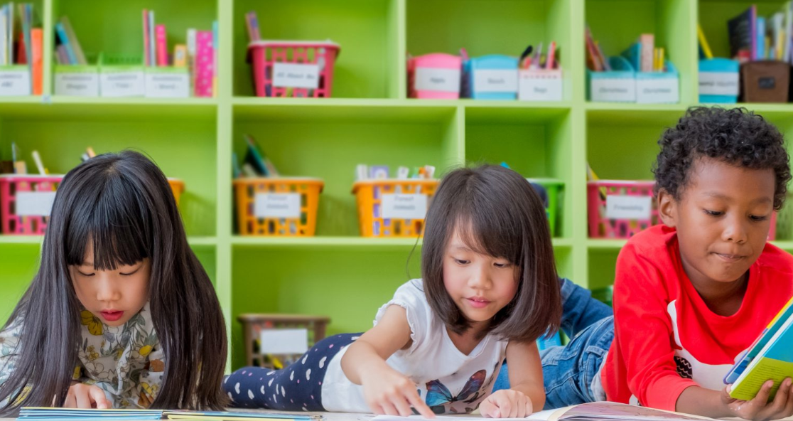 students reading at school